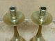 Best Early 17th C Spanish Brass Mid Drip Candlesticks Capstan Bases Primitives photo 8
