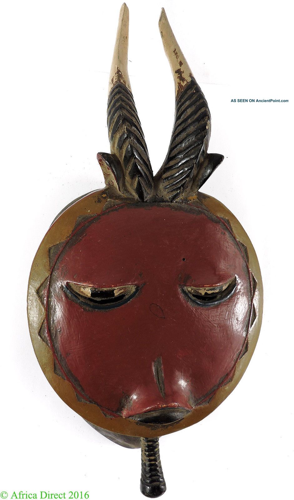 Baule Goli Kplekple Horned Mask Red Ivory Coast African Art Masks photo