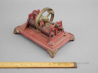 Antique Electric Bipolar Motor Toy Open Frame Cast Iron Paint photo