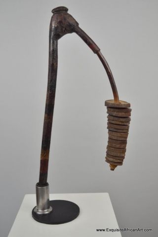 Exquisite African Art - Rare Bambara Wasamba Circumcision Rattle And Stand 0310 photo