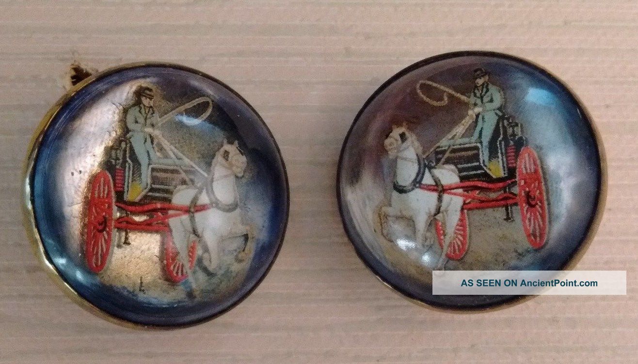 2pc Lg.  Antique Bridle Button Horse Show Cowboy Western Primitive Equestrian Buttons photo