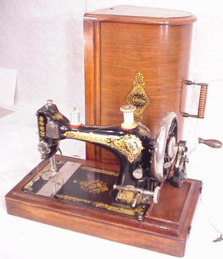 Antique Vintage Singer 28k Machine Hand Crank Arm Wooden Dom Industrial 27k 127 photo