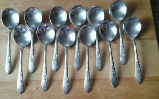 12 Carlton Silverplate Flatware Cherie Gumbo Spoons 7 