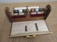 Antique Vtg Clamshell Sewing Wood & Leather Wallet Clutch Kit Thread Holder Other Antique Sewing photo 3