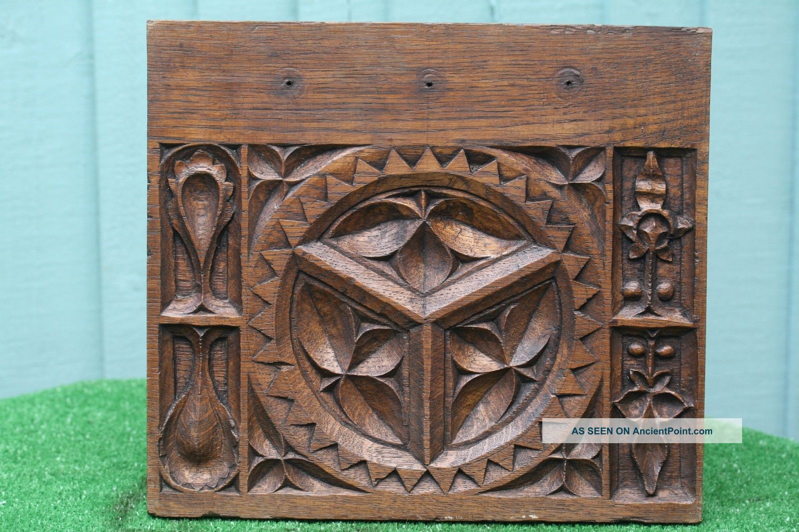 Mid 19thc Gothic Wooden Oak Panel With Relief Carvings C1840s Other Antique Woodenware photo