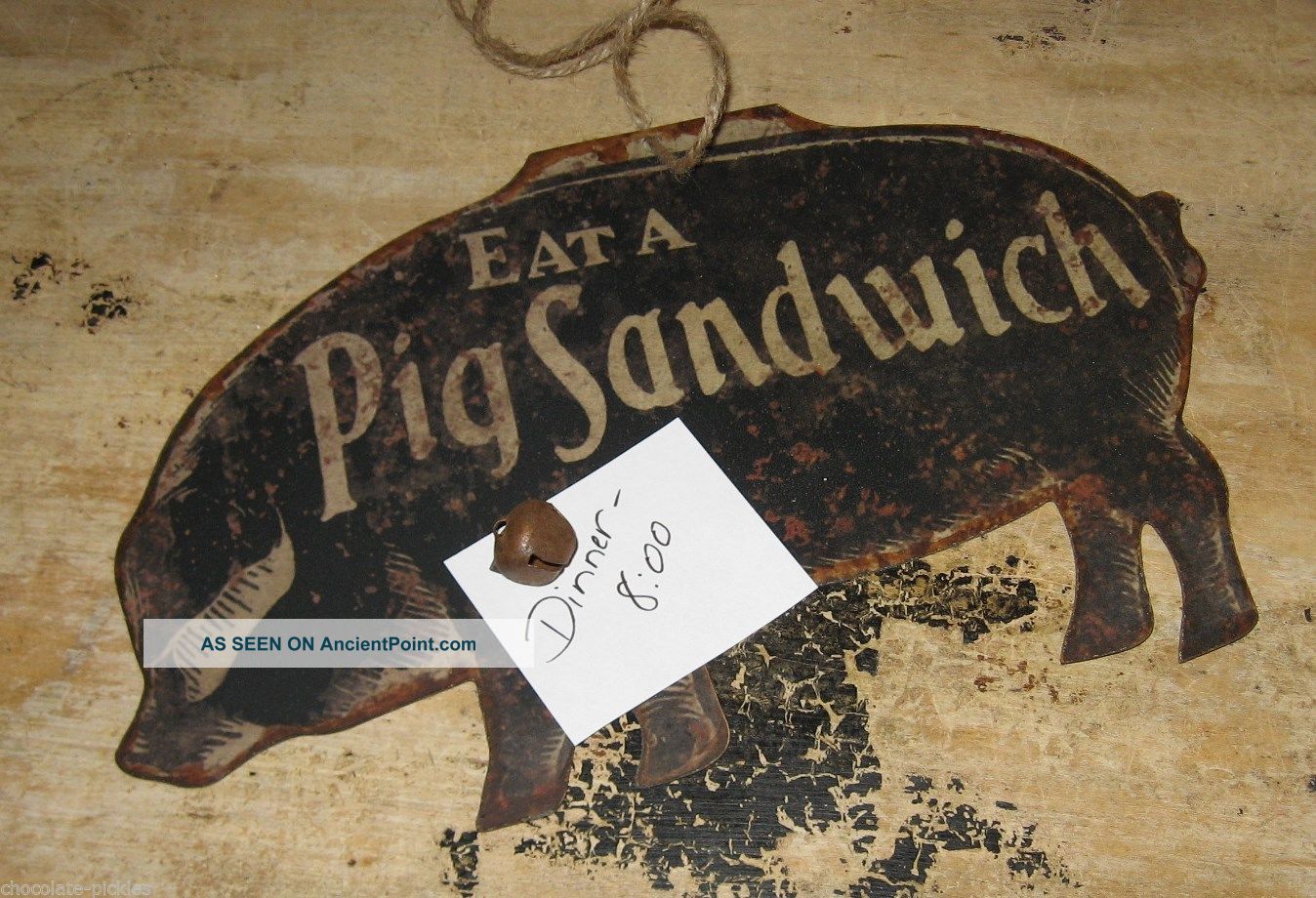 Black Pig Wall Sign/message Board Primitive Farmhouse Kitchen/restaurant Decor Primitives photo