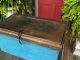 Primitive Wooden Trunk Chest Box With Hinged Lid Old Style Blue Paint Nr Primitives photo 1
