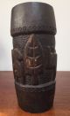 Vtg Primitive Hand Carved Chalice & Oval Paten Bowl W/people & Farm Animals Bowls photo 4