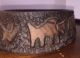 Vtg Primitive Hand Carved Chalice & Oval Paten Bowl W/people & Farm Animals Bowls photo 7