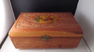 Antique Painted Wooden Mirrored Jewelry Box photo