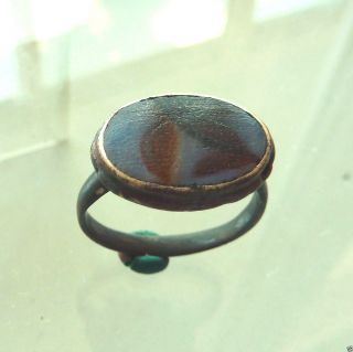 Medieval Bronze Ring With Glass Insert.  (355) photo