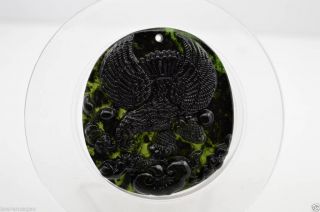 100 Real Chinese Natural Nephrite Black Jade Carving Pendant Eagle 大展宏图 002 photo