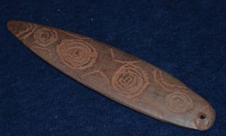 Old Hand Carved Aboriginal Wood Bullroar Bul Roarer Rhombus,  Turdun photo