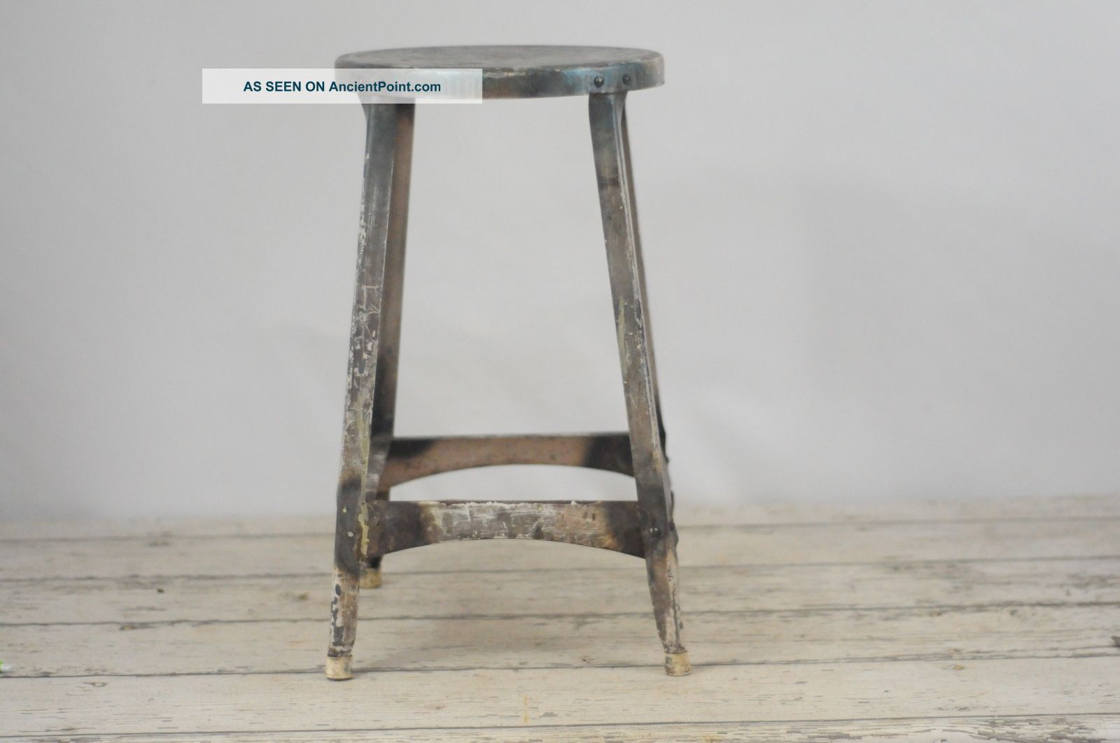 Vintage Kitchen Stool Step Stool Metal Stool Industrial Stool Tall Stool 1900-1950 photo