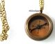 Collectible Nautical Brass Pocket Necklace Compass With Leather Cover Marine Compasses photo 1