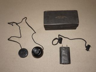 Vintage 1930s Gem Earphone Co Carbon Hearing Aid Device Model 30 W/ Case 1a photo