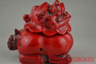 Collectible China Handwork Old Resin Carve Son Of Dragon Decor Incense Burner photo