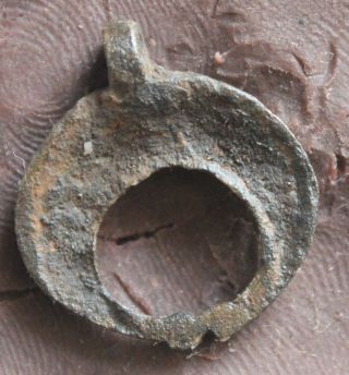 L6 Ancient Roman Bronze Legionery Lunar Pendant Amulet With Nielo L=22x20mm photo