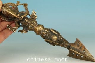 Chinese Tibet Old Bronze Hand Carved Amulet Buddha Devil Dharma - Vessel Statue photo
