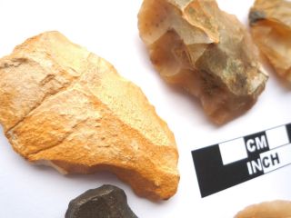 10 X Paleolithic Tools / Scrapers,  Saharan Flint Artifacts - 30 - 70,  000bc (0006) photo