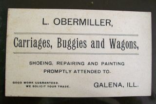 Antique 1900 Obermiller Carriages Buggies Wagons Advertising Card Galena Il photo