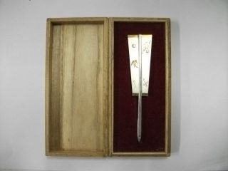 Pure Silver Toothpick Case Of A Fan - Type.  30g/ 1.  06oz.  Japanese Antique. photo