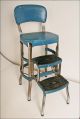 Vintage Cosco Stool Chair Factory Machine Age Loft Industrial Metal Bar Blue 50s Post-1950 photo 1