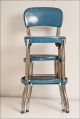 Vintage Cosco Stool Chair Factory Machine Age Loft Industrial Metal Bar Blue 50s Post-1950 photo 4