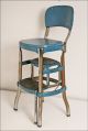 Vintage Cosco Stool Chair Factory Machine Age Loft Industrial Metal Bar Blue 50s Post-1950 photo 5