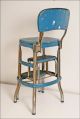 Vintage Cosco Stool Chair Factory Machine Age Loft Industrial Metal Bar Blue 50s Post-1950 photo 6