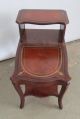 Vintage Side Table Lamp Table Leather Embossed Top Table Mahogany Finished Table 1900-1950 photo 1