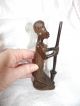 Vintage Old African Tribal Art Wooden Hand Carved Figure Folk Art Woman Kneeling Other African Antiques photo 1