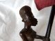 Vintage Old African Tribal Art Wooden Hand Carved Figure Folk Art Woman Kneeling Other African Antiques photo 2
