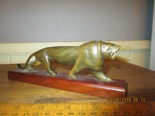 Antique Chinese / Japanese / Inuit Antler Carving Of A Lion On Wood Plinth photo