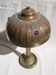 Antique Art Nouveau French Mushroom Lamp With Jewelled Shade - Bronze Base Art Nouveau photo 3