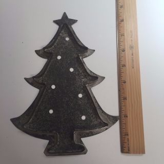 Antique Tin Folk Art Rare Metal Medium Christmas Tree Ornaments Cookie Cutter photo