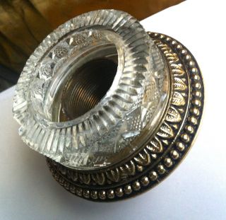 Rare Vintage Artistic Brass Co Crystal & Gold Bath Trim Plumbing Ring Small Chip photo