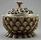 Collectible Decorated Old Handwork Tibet Silver Carved Lotus Incense Burner Incense Burners photo 1