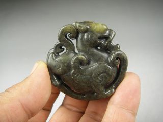 Antique Chinese Hand - Carved Aristocratic Wearing Hetian Jade Pendant Dragon 306 photo