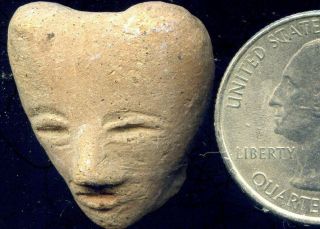 Pre - Columbian Aztec Zolapan Terracotta Figure Head,  Ca; 350 - 700 Ad photo