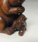 G082: Japanese Cultural Boxwood Carving Netsuke Of Two Rabbits Statue With Sign Netsuke photo 1