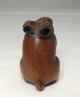 G082: Japanese Cultural Boxwood Carving Netsuke Of Two Rabbits Statue With Sign Netsuke photo 5