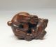 G082: Japanese Cultural Boxwood Carving Netsuke Of Two Rabbits Statue With Sign Netsuke photo 6
