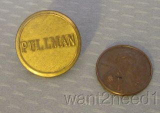 Antique Brass Pullman Uniform Button Rr Signed Waterbury Co.  Ct 15/16 