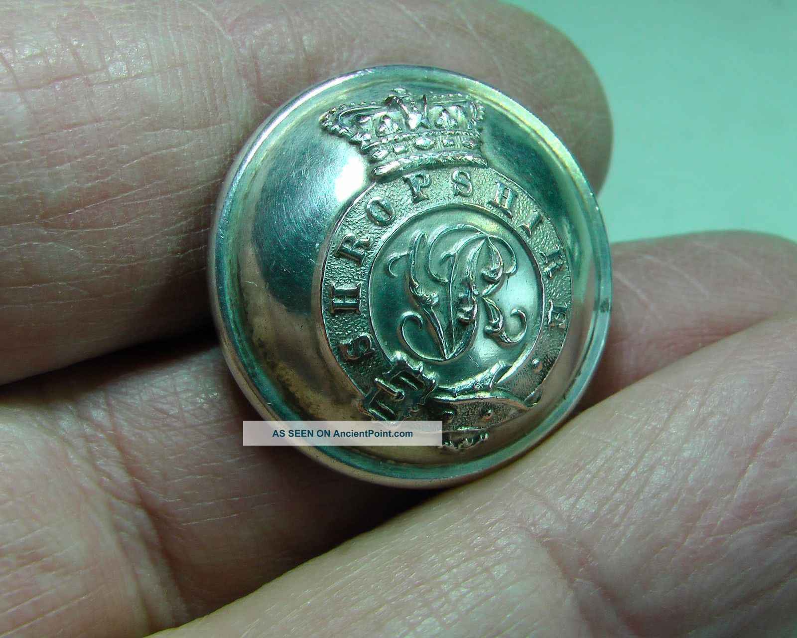 Circa 1850 Shropshire Militia 23mm Silverplate Tunic Button Firmin & Sons Buttons photo