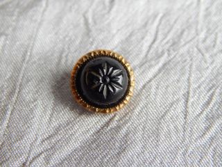 Antique 1800 ' S Black Glass & Brass Button Waistcoat 738b photo
