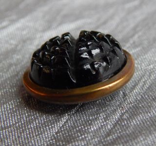 Antique 1800 ' S Black Glass & Brass Button Waistcoat 870b photo