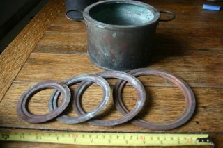Antique Scientific Instrument.  Copper Heating Pots With Graduated Sized Tops photo