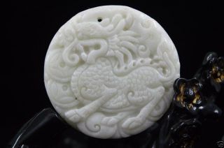 Chinese Natural Whitem Jade Hand - Carved Amulet Pendant Kirin photo