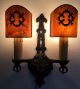 Spanish Revival Banded Clover Sconce Or Lamp Lt.  Amber Decoupage Mica Lampshade Chandeliers, Fixtures, Sconces photo 7